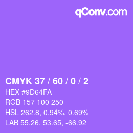 カラーコード: CMYK 37 / 60 / 0 / 2 | qconv.com