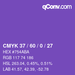 カラーコード: CMYK 37 / 60 / 0 / 27 | qconv.com
