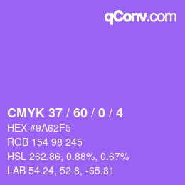 カラーコード: CMYK 37 / 60 / 0 / 4 | qconv.com
