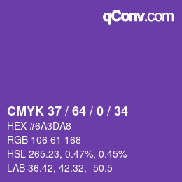 颜色代码: CMYK 37 / 64 / 0 / 34 | qconv.com