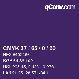 カラーコード: CMYK 37 / 65 / 0 / 60 | qconv.com