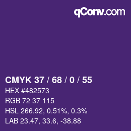 颜色代码: CMYK 37 / 68 / 0 / 55 | qconv.com
