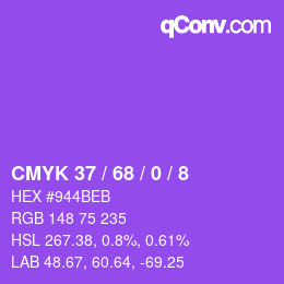 カラーコード: CMYK 37 / 68 / 0 / 8 | qconv.com