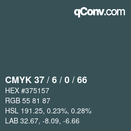 颜色代码: CMYK 37 / 6 / 0 / 66 | qconv.com