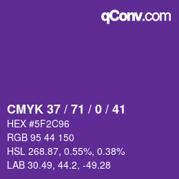 Farbcode: CMYK 37 / 71 / 0 / 41 | qconv.com