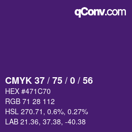 カラーコード: CMYK 37 / 75 / 0 / 56 | qconv.com