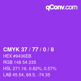 Color code: CMYK 37 / 77 / 0 / 8 | qconv.com