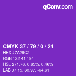 Color code: CMYK 37 / 79 / 0 / 24 | qconv.com