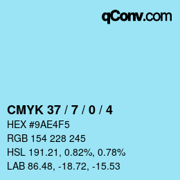 カラーコード: CMYK 37 / 7 / 0 / 4 | qconv.com