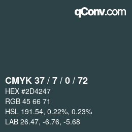 カラーコード: CMYK 37 / 7 / 0 / 72 | qconv.com