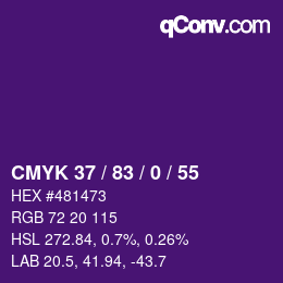 颜色代码: CMYK 37 / 83 / 0 / 55 | qconv.com