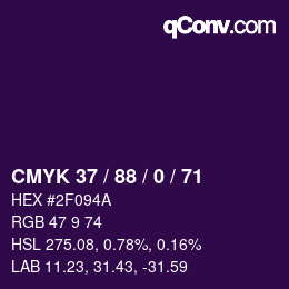Color code: CMYK 37 / 88 / 0 / 71 | qconv.com
