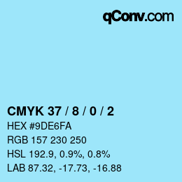 颜色代码: CMYK 37 / 8 / 0 / 2 | qconv.com