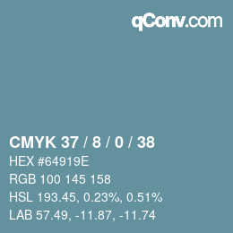 カラーコード: CMYK 37 / 8 / 0 / 38 | qconv.com