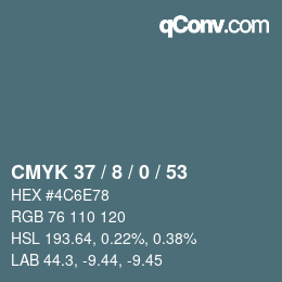 颜色代码: CMYK 37 / 8 / 0 / 53 | qconv.com