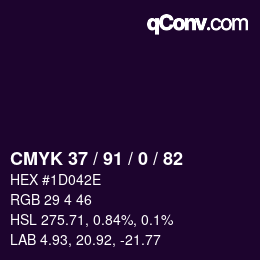 颜色代码: CMYK 37 / 91 / 0 / 82 | qconv.com