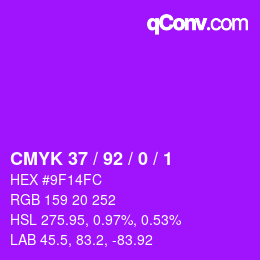 カラーコード: CMYK 37 / 92 / 0 / 1 | qconv.com