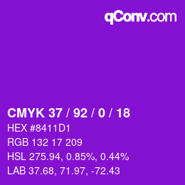 カラーコード: CMYK 37 / 92 / 0 / 18 | qconv.com