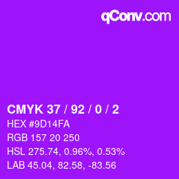 颜色代码: CMYK 37 / 92 / 0 / 2 | qconv.com