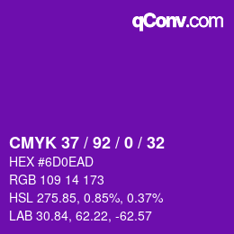 カラーコード: CMYK 37 / 92 / 0 / 32 | qconv.com