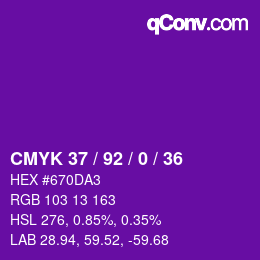 颜色代码: CMYK 37 / 92 / 0 / 36 | qconv.com