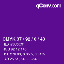 Farbcode: CMYK 37 / 92 / 0 / 43 | qconv.com