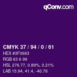 カラーコード: CMYK 37 / 94 / 0 / 61 | qconv.com
