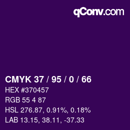 Color code: CMYK 37 / 95 / 0 / 66 | qconv.com