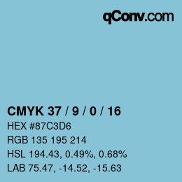 カラーコード: CMYK 37 / 9 / 0 / 16 | qconv.com