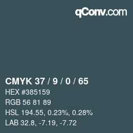 颜色代码: CMYK 37 / 9 / 0 / 65 | qconv.com