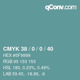 Code couleur: CMYK 38 / 0 / 0 / 40 | qconv.com
