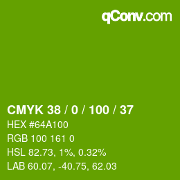 颜色代码: CMYK 38 / 0 / 100 / 37 | qconv.com