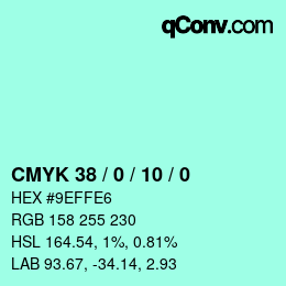 カラーコード: CMYK 38 / 0 / 10 / 0 | qconv.com