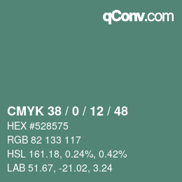 Color code: CMYK 38 / 0 / 12 / 48 | qconv.com
