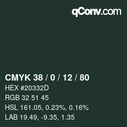 Código de color: CMYK 38 / 0 / 12 / 80 | qconv.com