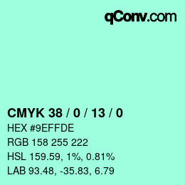 カラーコード: CMYK 38 / 0 / 13 / 0 | qconv.com