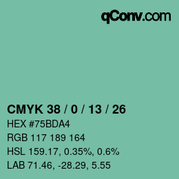 カラーコード: CMYK 38 / 0 / 13 / 26 | qconv.com