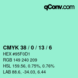 カラーコード: CMYK 38 / 0 / 13 / 6 | qconv.com