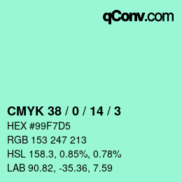 カラーコード: CMYK 38 / 0 / 14 / 3 | qconv.com
