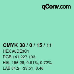 Farbcode: CMYK 38 / 0 / 15 / 11 | qconv.com