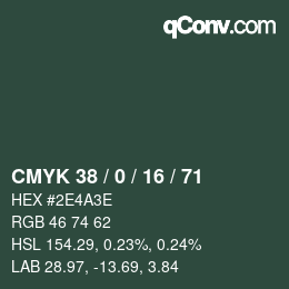 颜色代码: CMYK 38 / 0 / 16 / 71 | qconv.com