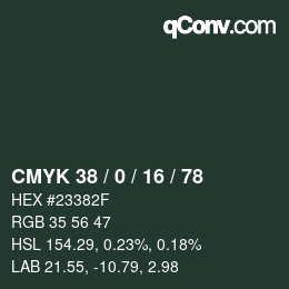 カラーコード: CMYK 38 / 0 / 16 / 78 | qconv.com