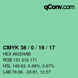 カラーコード: CMYK 38 / 0 / 19 / 17 | qconv.com