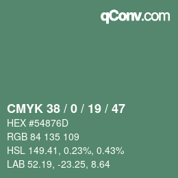 Color code: CMYK 38 / 0 / 19 / 47 | qconv.com