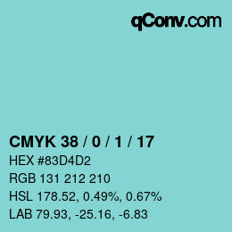 Color code: CMYK 38 / 0 / 1 / 17 | qconv.com