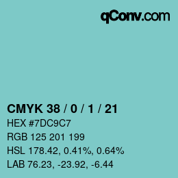 カラーコード: CMYK 38 / 0 / 1 / 21 | qconv.com