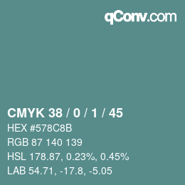 颜色代码: CMYK 38 / 0 / 1 / 45 | qconv.com