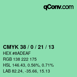 颜色代码: CMYK 38 / 0 / 21 / 13 | qconv.com