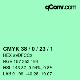 颜色代码: CMYK 38 / 0 / 23 / 1 | qconv.com