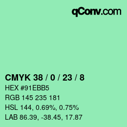 カラーコード: CMYK 38 / 0 / 23 / 8 | qconv.com
